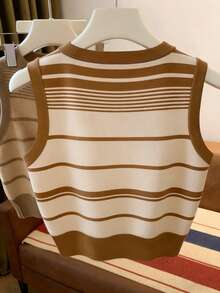 Women's Striped Crew Neck Casual Versatile Daily Wear Top - Multicolor - View 2