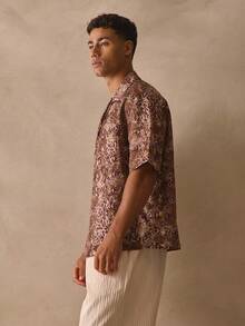 Musero Oversized Revere Collar Short Sleeve Dropped Shoulder Top Button Through All Over Print Shirt Spring Summer Essentials Holiday - Multicolor - View 3