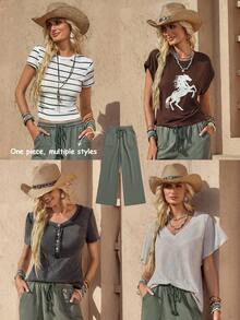 Wildy بنطلون بوهيمي كاجوال أمريكي غربي عتيق مطبوع بزهور للنساء للربيع/الصيف، بنطلون أساسي مع جيوب للارتداء اليومي والتنقل، بنطلون رياضي واسع الساق مع رباط للسحب، بنطلون رياضي واسع الساق مطرز للنساء، بنطلون صيفي واسع الساق للنساء - أخضر عسكري - مشاهدة 9