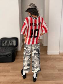 Muchica Going Out Outfits Camouflage Wide Leg Cropped Pants - Multicolor - View 2