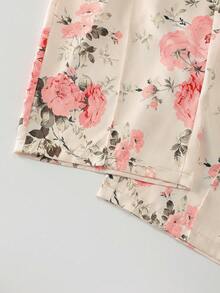 SHEIN PETITE Women's Floral Print Straight Leg Pants, Minimalist - Multicolor - View 4