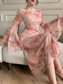 DAZY Women's Elegant Fitted Mid-Length Dress, Suitable For Spring And Summer Occasions - Pink - View 4