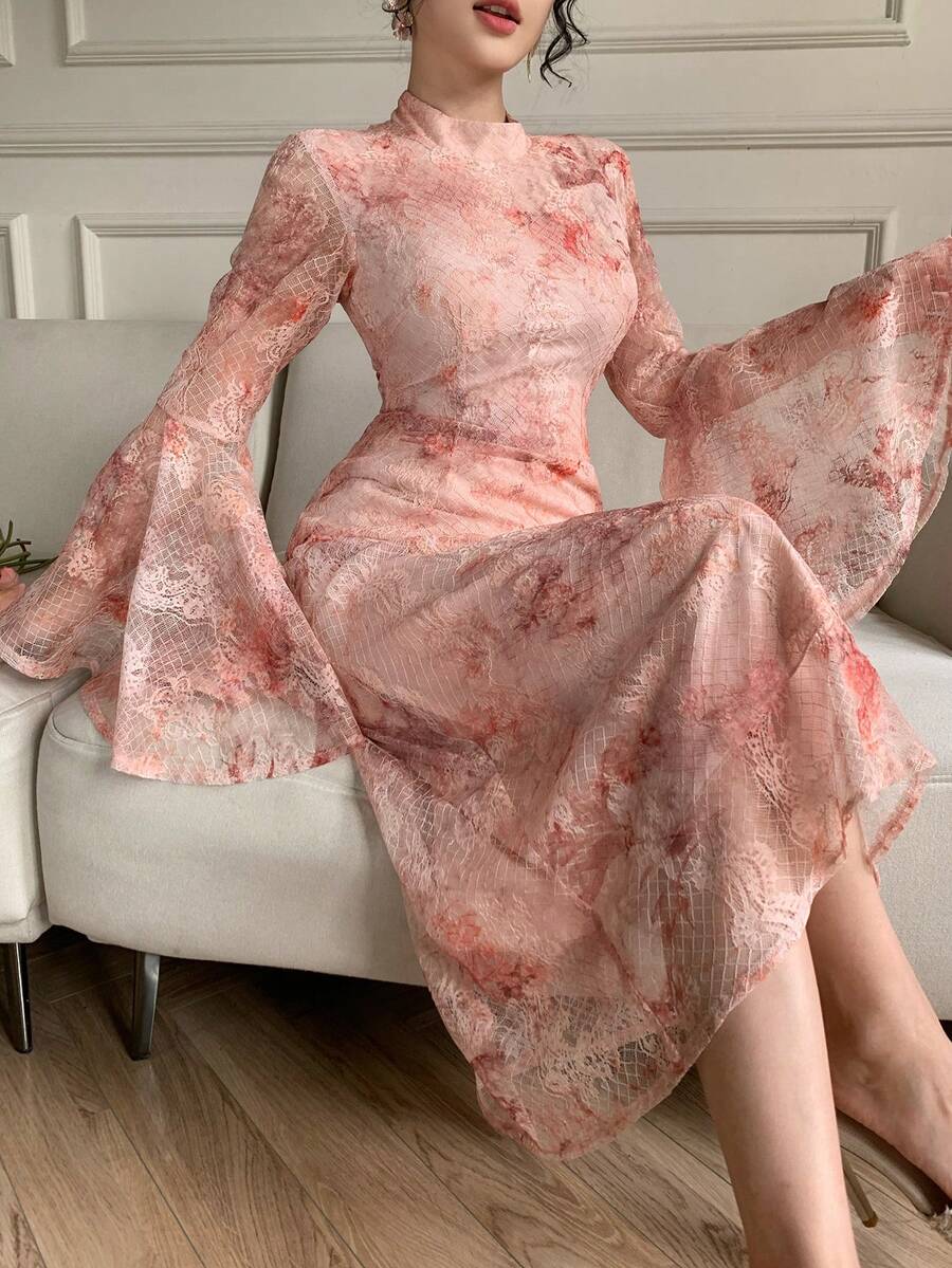 DAZY Women's Elegant Fitted Mid-Length Dress, Suitable For Spring And Summer Occasions - Pink - View 1