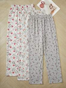 SHEIN 3PCS Women Sleep Bottoms - Multicolor - View 2