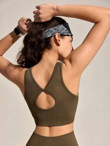 Exploreva Sutiã Esportivo Sem Costura para Mulheres; Design Sem Costas em Formato de Lágrima; Versátil; Adequado para Mulheres; Adequado para Fitness, Yoga e Corrida ao Ar Livre - Castanho - Visão 1