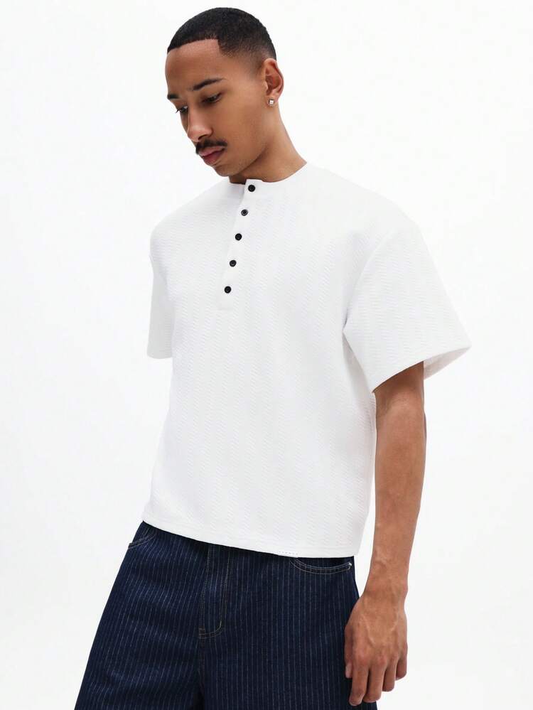 Chemise Henley blanche à patte de boutonnage