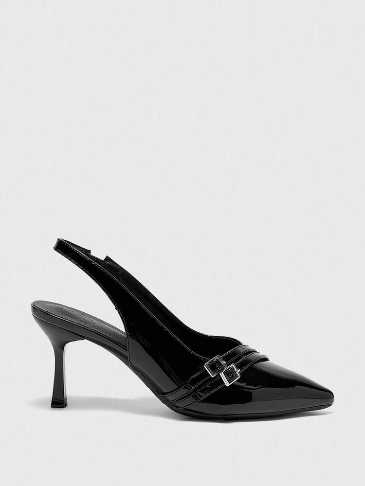 CUCCOO BIZCHIC Women Shoes Women's Pointed Slender Heel Black Sexy Fashion Versatile Commuter Women's High Heel Shoes Slingback Slingback Shoes Women's Shoes Spring Shoes