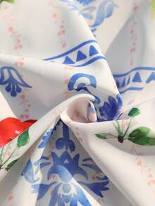 Vivid Eden 女士夏季沙滩度假水果印花吊带长裙 - 紅色 - 查看 13