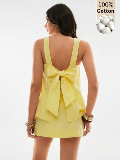 Poéselle 女士纯色无袖上衣和迷你裙两件套