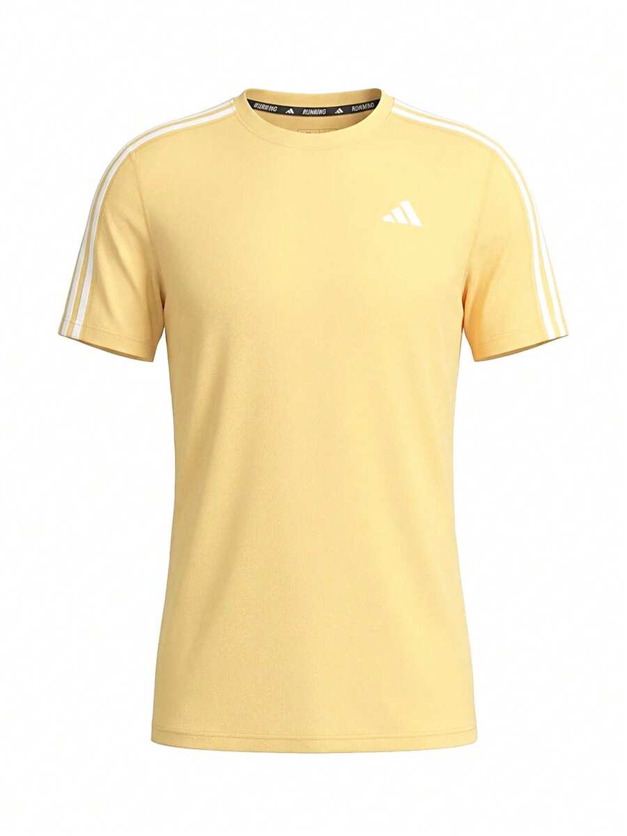 Adidas Own The Run Men's 3-Stripes T-Shirt Semi Spark - Yellow - View 1
