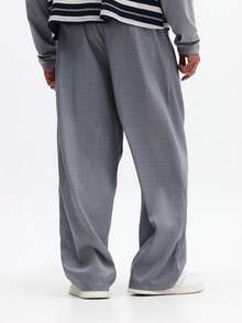 SUMWON Men's Wide Leg Grey Dress Pants With Classic Button Waist Pleated Front Professional Business Formal Trousers, Baggy Suit Pants, Oversize Pants - Grey - View 5