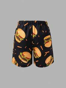 SHEIN Quần bơi/quần short đi biển cho bé trai/thiếu niên, kiểu dáng thường ngày, đa năng, thoải mái, in hình vịt vàng, dáng rộng, lót vải chắp vá. - Nhiều màu - Xem 5