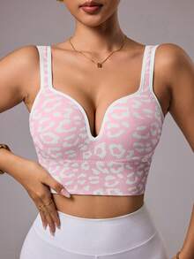 Dewbera 无缝豹纹运动文胸吊带衫 - 彩色 - 查看 3