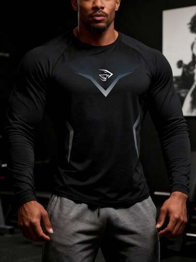 Manfinity Sport PWRUP 男士休闲圆领长袖压缩运动T恤