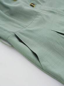 Aalyst Fashionable Mint Green Lapel Sleeveless Loose Jumpsuit With Wooden Buttons, Suitable For Daily Wear, Weddings, Galas, Commuting, Graduation Parties, Holidays, Vacations, Dates, Parties, Halloween, Christmas, New Year, Thanksgiving, Weddings - Mint Green - View 7