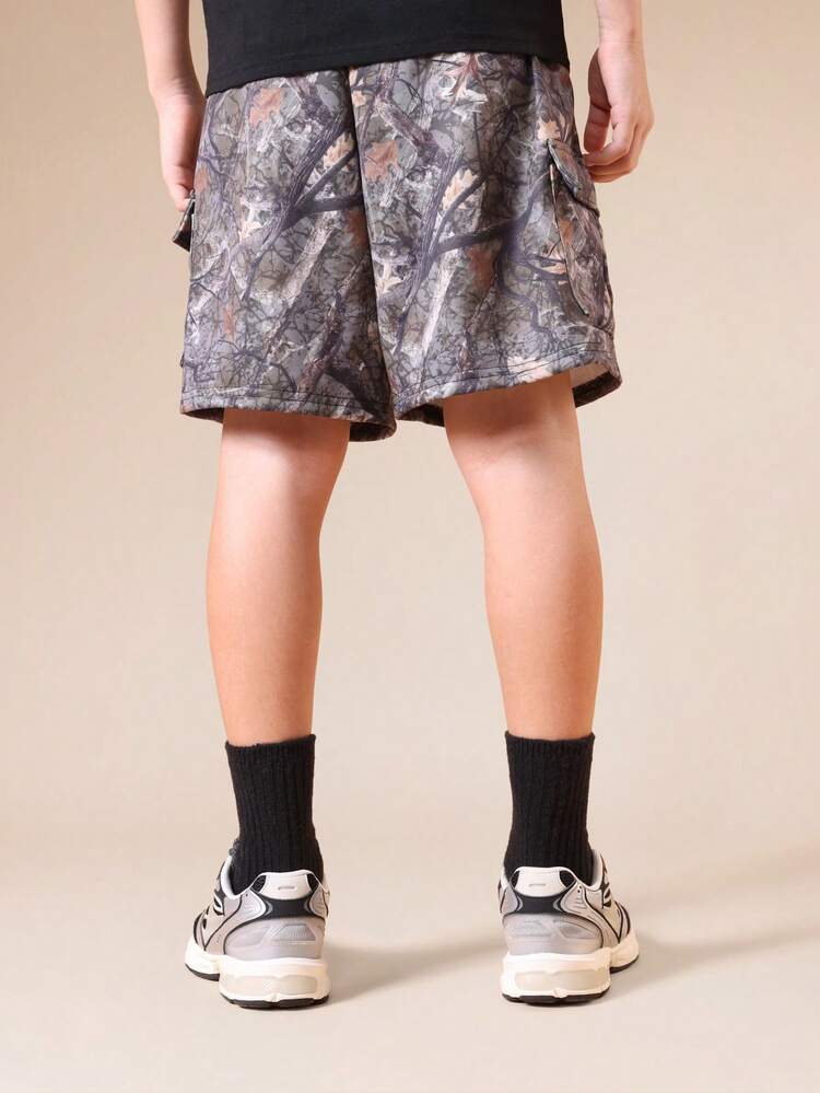 Boys Camouflage Cargo Shorts With Side Pockets And Drawstring Waist Summer Casual Outdoor Adventure Shorts