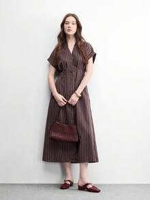 CUCCOO BIZCHIC 折叠包头半拖鞋外套春夏新款时尚优雅高跟凉鞋镂空厚底单踏板懒人鞋 - 酒紅色 - 查看 6