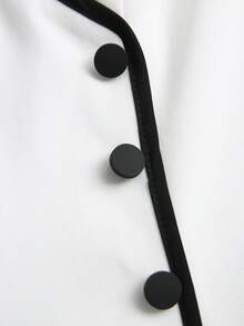 GlowEve 女士翻领V领无袖褶皱腰部A字优雅夏季连衣裙 - 白色 - 查看 7