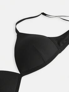 SHEIN Girlism Teen Girls' French Minimalist V-Neck Padded Adjustable Straps Push Up Underwire Bra - Black - View 4