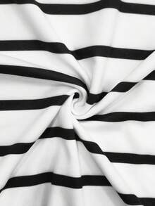 Resyla Camiseta de mujer de manga corta con cuello redondo y rayas, casual de verano - Multicolor - Ver 4