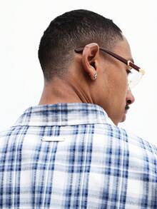 SUMWON Camisa de manga corta con botones y bolsillo en el pecho, de corte regular, de estilo casual para verano - Azul Marino - Ver 6