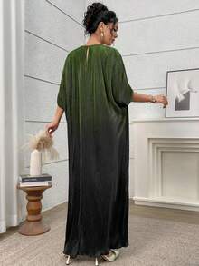 Yasmyna Women's Casual Round Neck Long Dress For Party, Daily Wear - Army Green - View 2