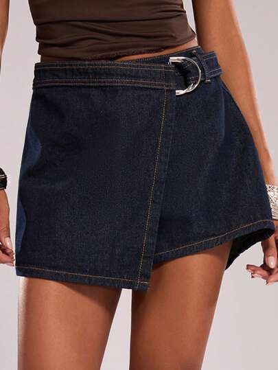 SHEIN BAE 女士金属装饰时尚百搭约会之夜牛仔短裤