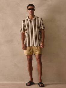 Musero Jersey Style Collared Neckline Short Sleeve Contrast Stripe Shirt Spring Summer Essentials - Multicolor - View 5