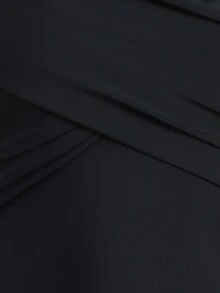 KSTM 女士露肩交叉垂褶连体泳衣，细肩带，适合海滩泳池夏季度假泳装 - 黑色 - 查看 6