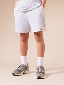 SUMWON Boys Oversized Crew Neck T-Shirt And Regular Shorts Co-Ord Set With Chest Print - Grey - View 4