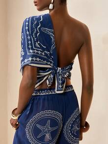 Zivah 2026 Women's Vacation Casual Beach Sheer Chiffon Special Underwater Animal Print Kaftan - Blue - View 4