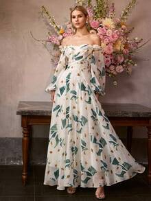 MOTF Soiréza OFF SHOULDER RUCHED A-LINE FLORAL PRINT COCKTAIL DRESS, SPRING/SUMMER - Multicolor - View 8