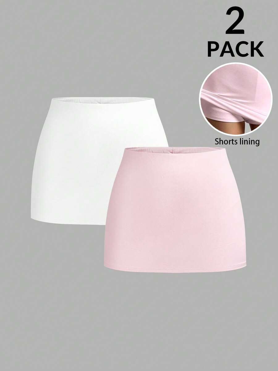 Comfortcana 2 chiếc quần short và legging mùa hè dáng ôm màu trơn dành cho nữ. - Nhiều màu - Xem 1
