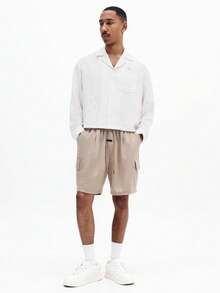 SUMWON Men's Beige Cargo Drawstring Shorts With Side Pockets Perfect For Casual Summer Everyday Comfort And Style Relaxed Fit - Khaki - View 3