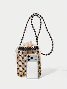 SHECARRY Ladies Shoulder Bag, Exquisite Party Vacation Beaded Messenger Bag - Black - View 5