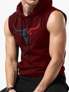 Manfinity EMRG 男士抽绳连帽休闲百搭日常运动T恤 - 酒紅色 - 查看 3