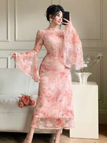 DAZY Women's Elegant Fitted Mid-Length Dress, Suitable For Spring And Summer Occasions - Pink - View 6