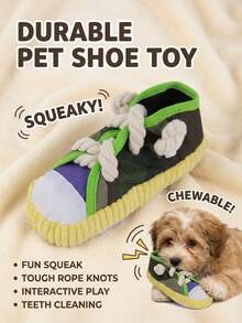 PETSIN 可爱帆布打结拖鞋狗狗玩具，内置BB弹吠叫声，可与狗狗互动玩耍 - 彩色 - 查看 5