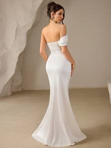 Coutiva 女士优雅修身褶裥正式晚礼服（缀饰繁复） - 白色 - 查看 2