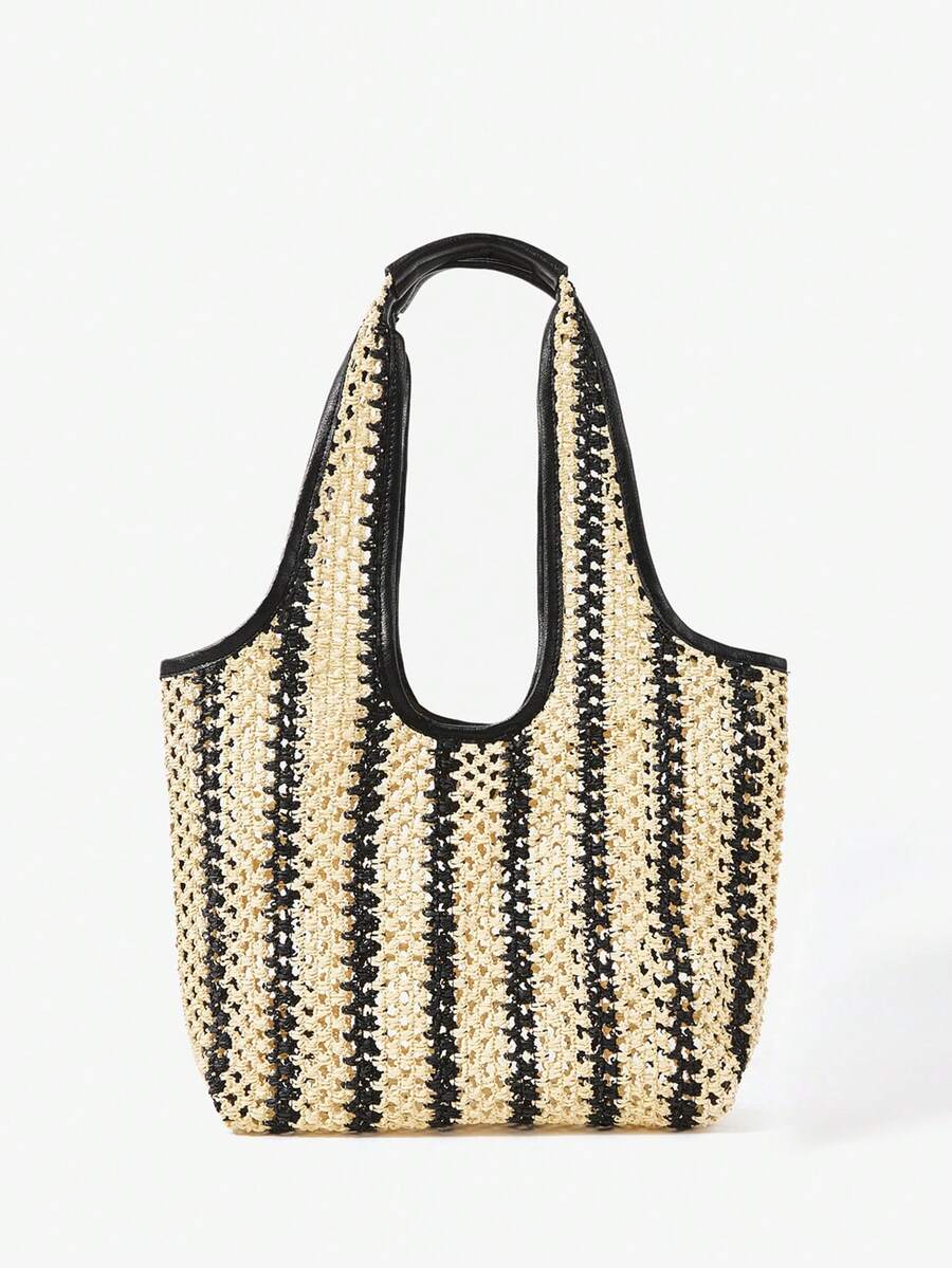 Maija 女士条纹大容量休闲百搭单肩包 - 彩色 - 查看 1