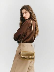 SHECARRY 女士时尚百搭手拿包，适合日常通勤、旅行、购物和散步 - 金色 - 查看 9