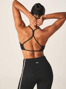 MISSGUIDED Áo ngực thể thao nữ có dây đeo sau lưng, thiết kế chéo và chi tiết logo thương hiệu. - màu đen - Xem 2