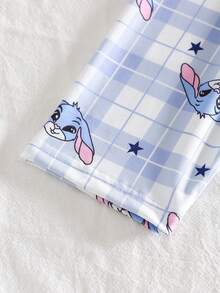 2件套幼儿男童可爱卡通蓝色兔耳星星印花休闲舒适Polo领开衫和裤子套装，家居服 - 藍色 - 查看 8