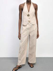 Maija 女士条纹吊带上衣和裤子套装 - 彩色 - 查看 5