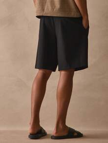 Musero Tailored Long Line Pleated Bermuda Fabric Belt Shorts Smart Style Spring Summer Essentials - Black - View 5