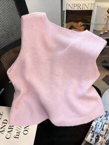 Franclia Plus Size Women Casual Vacation Heart Button Sleeveless Sweater Vest Pink Vest Cute Vest Heart Buttons Women's Vest Fall Winter - Pink - View 2