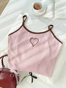 SHEIN Comfortcana Áo hai dây cỡ lớn bằng vải lưới rỗng thêu họa tiết, thích hợp cho mùa xuân/hè và ngày Valentine. - Hồng - Xem 7