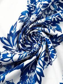 Ellevyn 女士时尚优雅印花无袖宽松连体裤 - 藍白色 - 查看 5