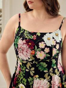 MOTF PREMIUM VESTIDO ELEGANTE DE TALLA GRANDE CON ESTAMPADO FLORAL Y VOLANTES - Multicolor - Ver 2
