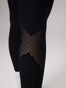 Dewbera 无缝高弹力女士运动紧身裤 - 黑色 - 查看 4